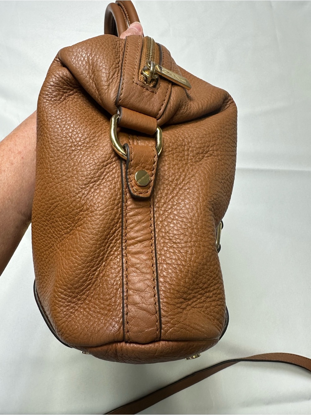 Michael Kors Brown Pebbled Leather Bedford Satchel with Strap - Picture 5 of 13